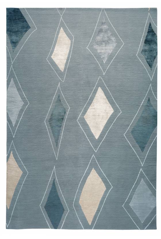 Judy Ross Hand-Knotted Custom Wool Cascade Rug parchment/midnight/marine/iron/oyster